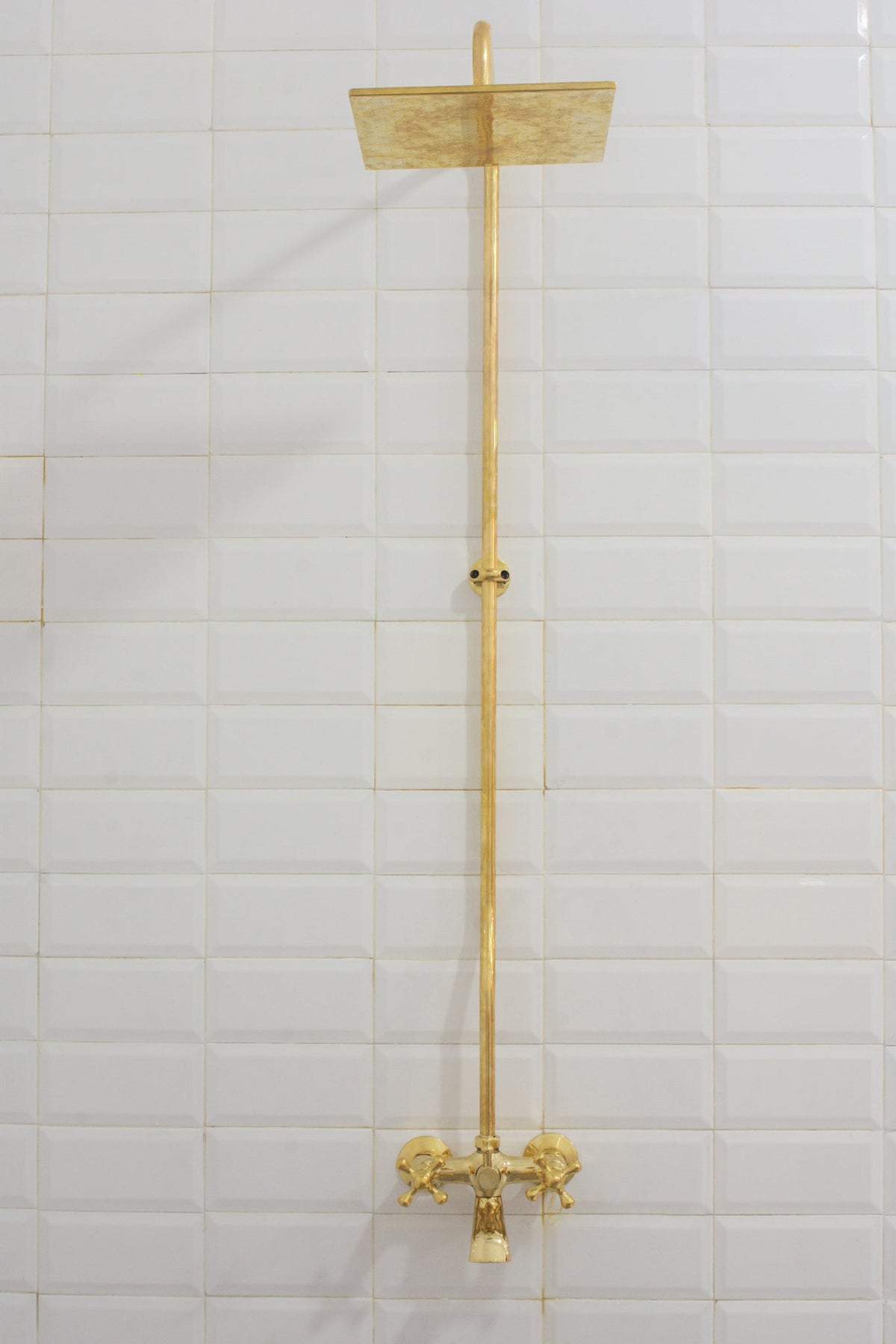Solid Brass Shower System, Showerhead With Tub Filler, Rain Shower System, Exposed Pipe Tub Faucet - Insideast