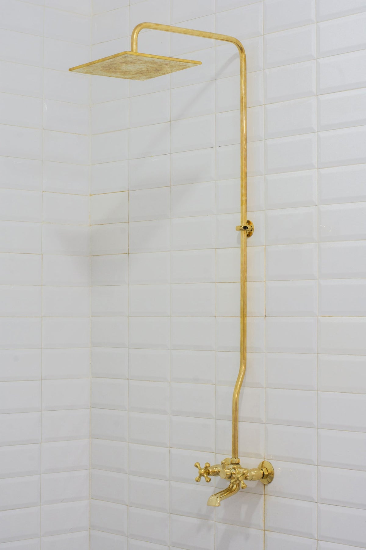 Solid Brass Shower System, Showerhead With Tub Filler, Rain Shower System, Exposed Pipe Tub Faucet - Insideast