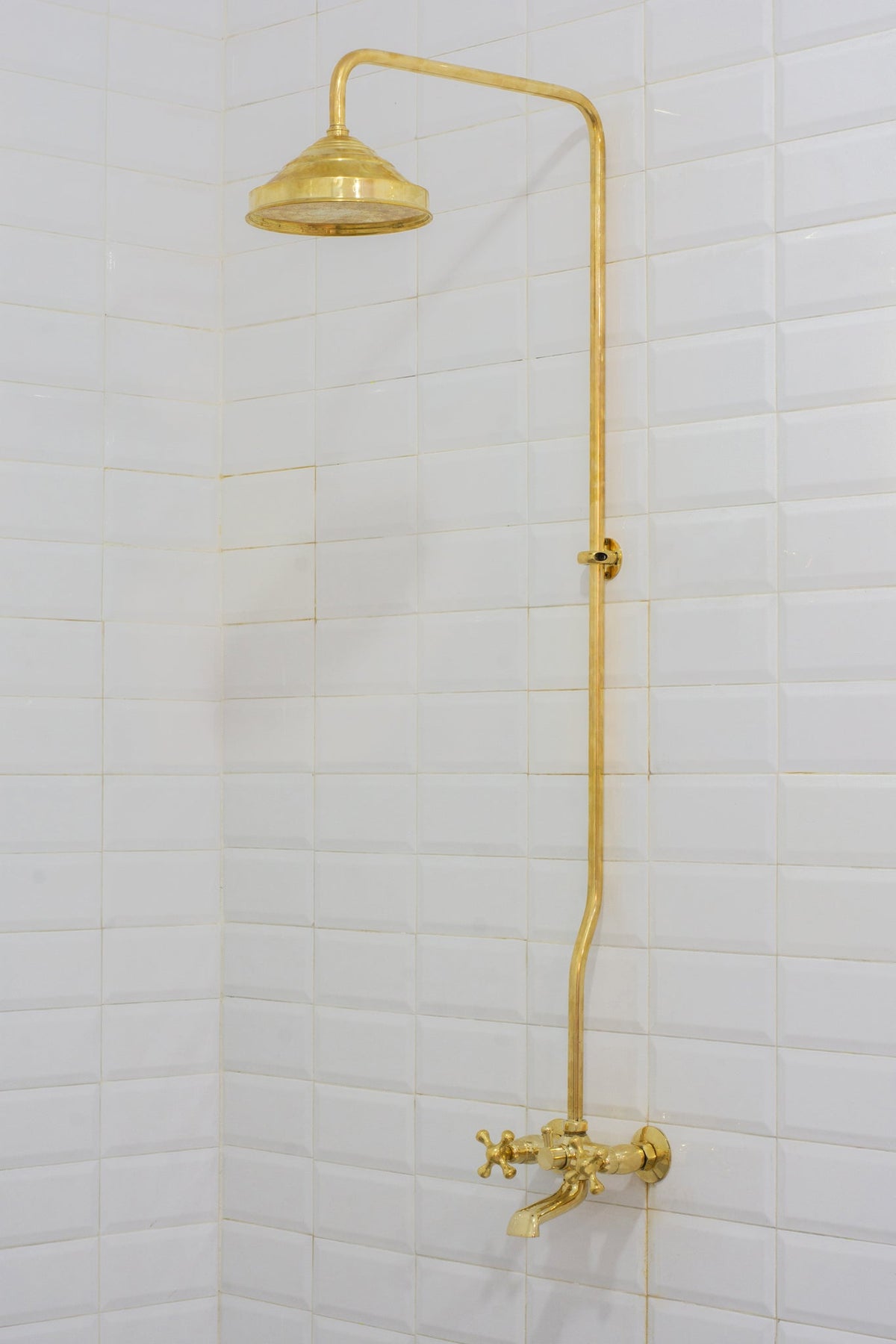 Solid Brass Shower System, Showerhead With Tub Filler, Rain Shower System, Exposed Pipe Tub Faucet - Insideast