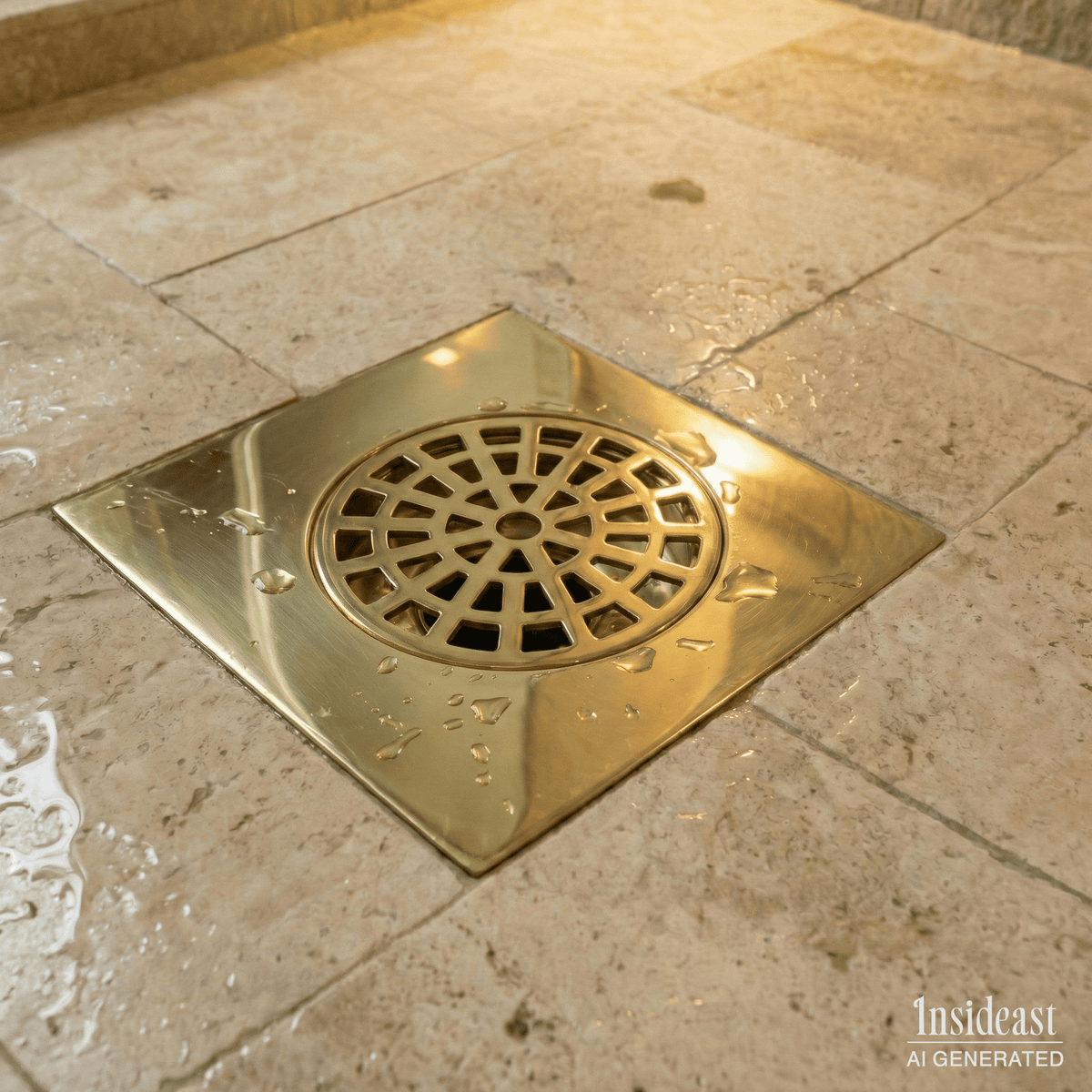 Solid Brass Smooth Floor Drain | Square Grate Shower Drain Cover - Insideast
