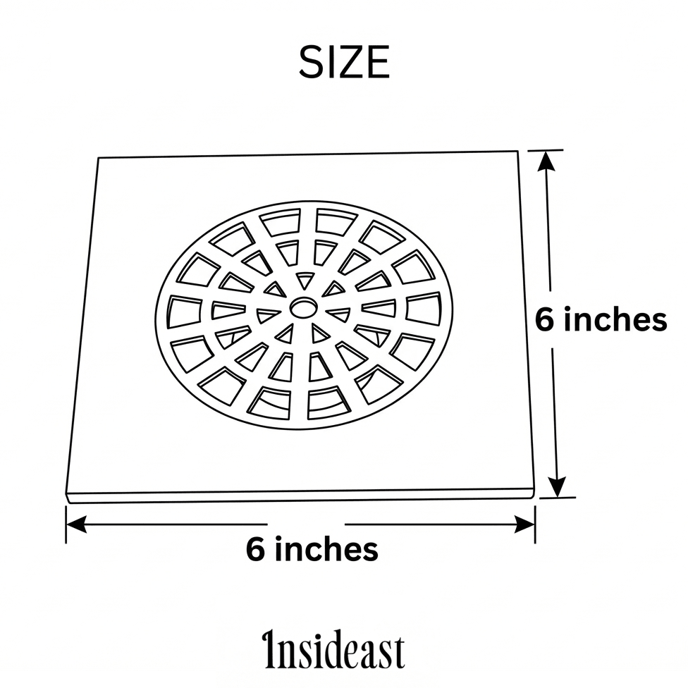 Solid Brass Smooth Floor Drain | Square Grate Shower Drain Cover - Insideast
