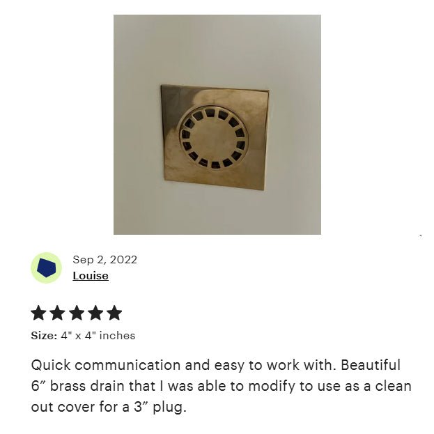 Solid Brass Square Floor Drain | Smooth Style | Unlacquered Shower Drain - Insideast