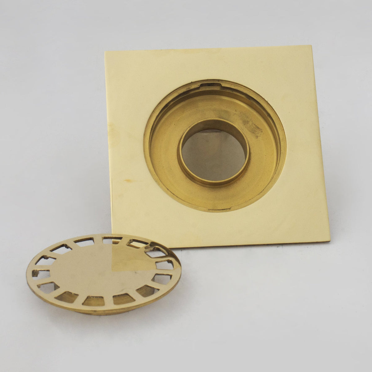 Solid Brass Square Floor Drain | Smooth Style | Unlacquered Shower Drain - Insideast