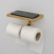 Solid Brass Toilet Paper Holder With Shelf | Powder Room Roll Holder - Insideast