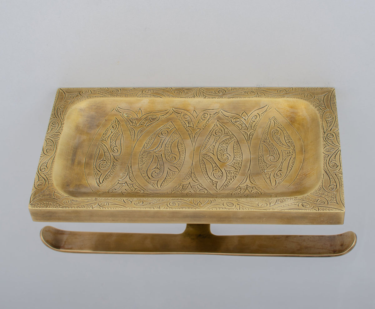 Solid Brass Toilet Paper Holder With Shelf | Powder Room Roll Holder - Insideast