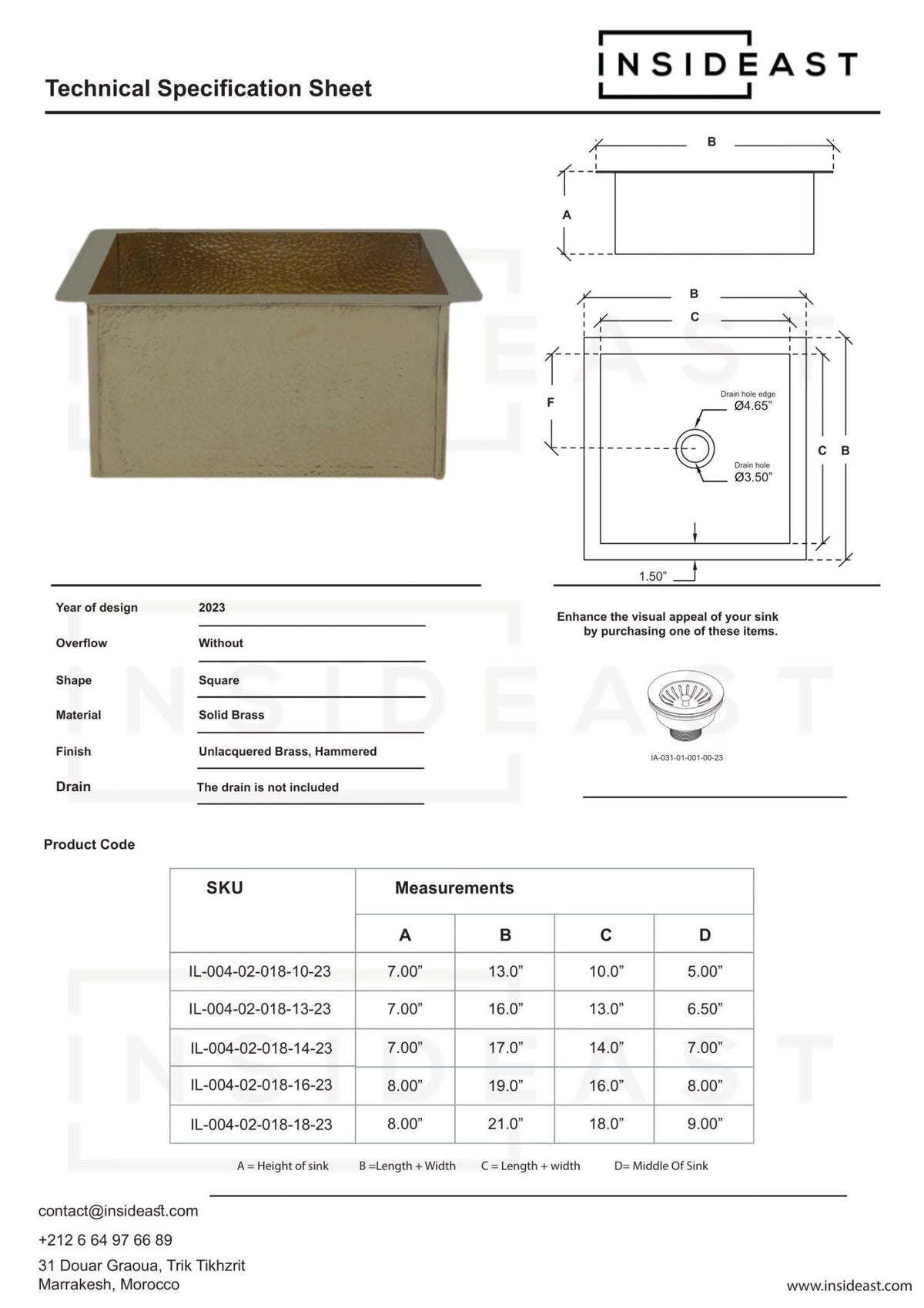 Solid Brass Undermount Hammered Sink | Kitchen Bar Sink - Insideast