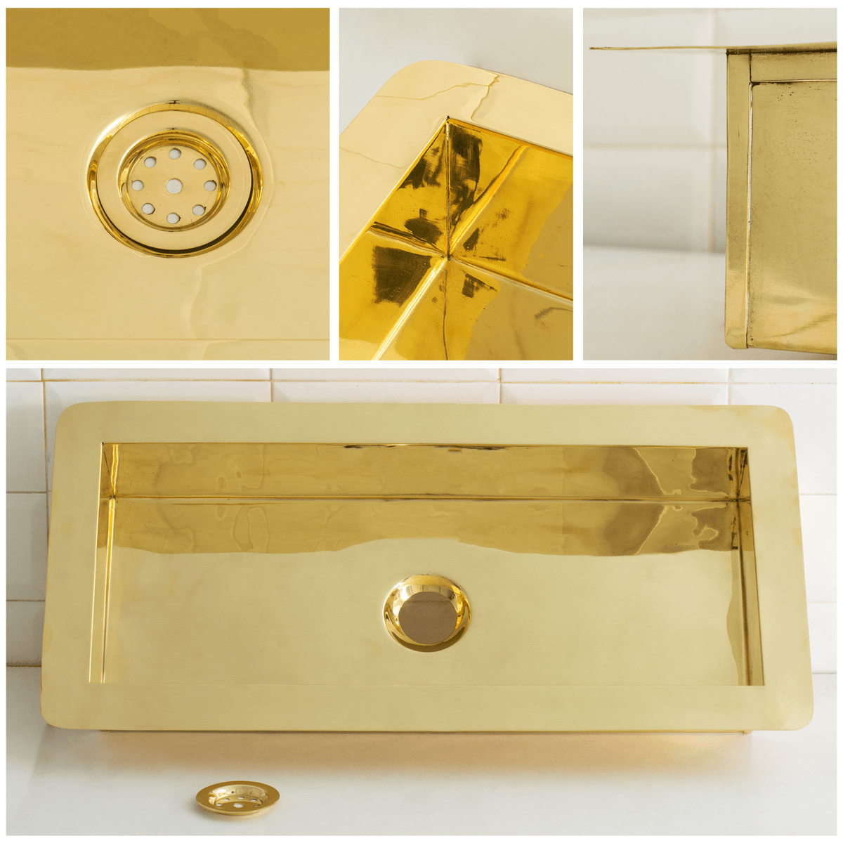 Solid Brass Undermount Rectangular Sink, Single Bowl Kitchen Sink, Compact Sink - Insideast