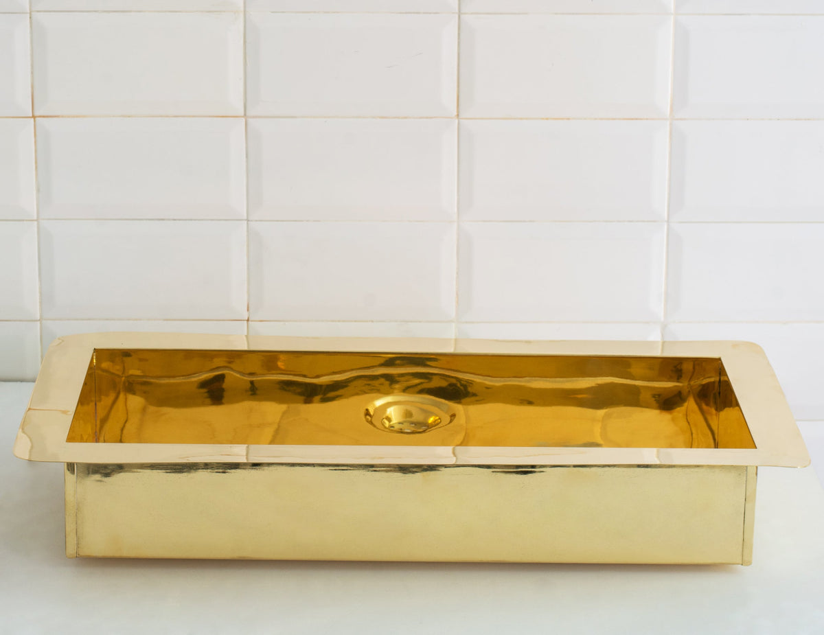 Solid Brass Undermount Rectangular Sink, Single Bowl Kitchen Sink, Compact Sink - Insideast