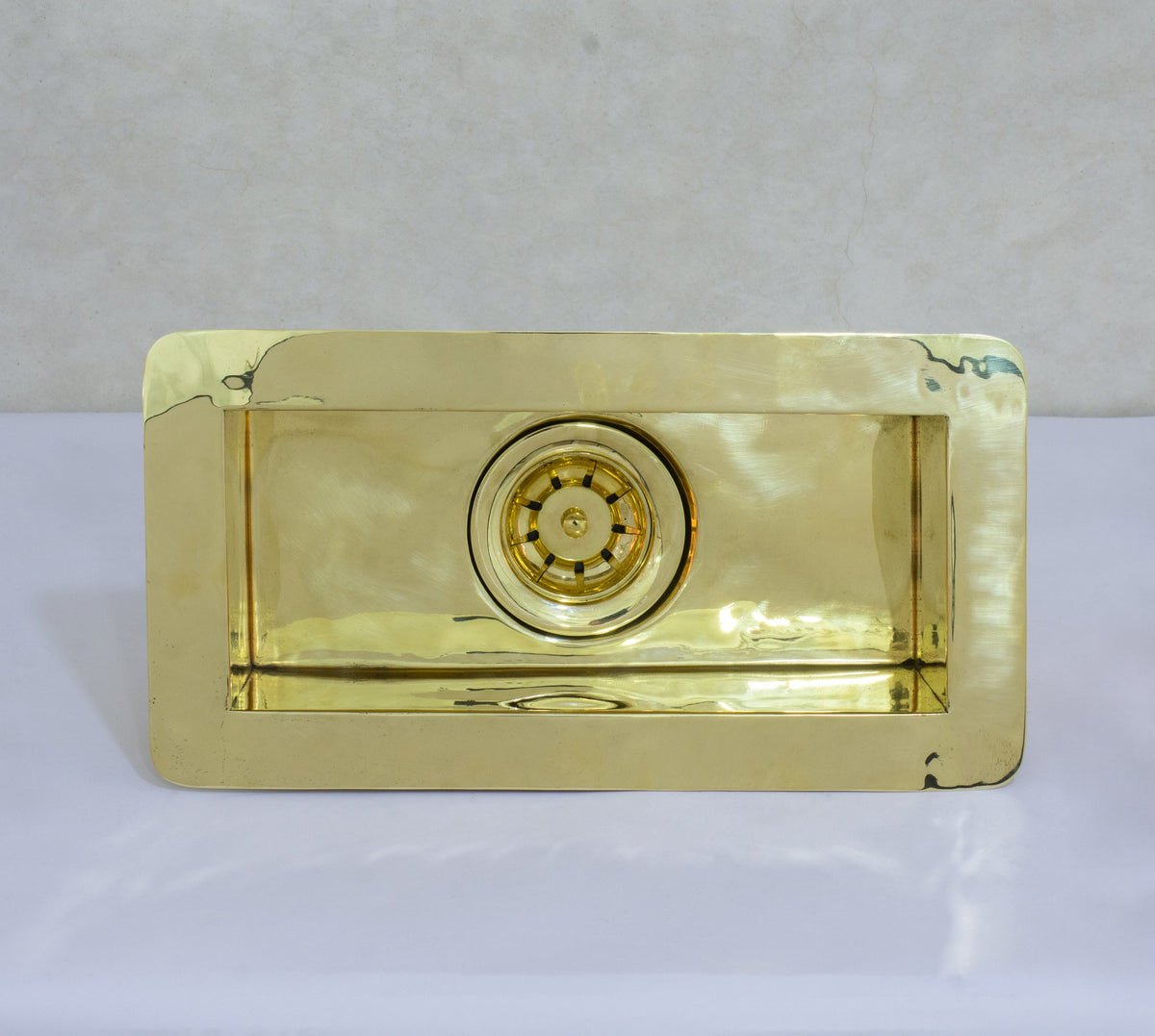 Solid Brass Undermount Sink | Compact Rectangular Small Kitchen Sink | With Strainer - Insideast