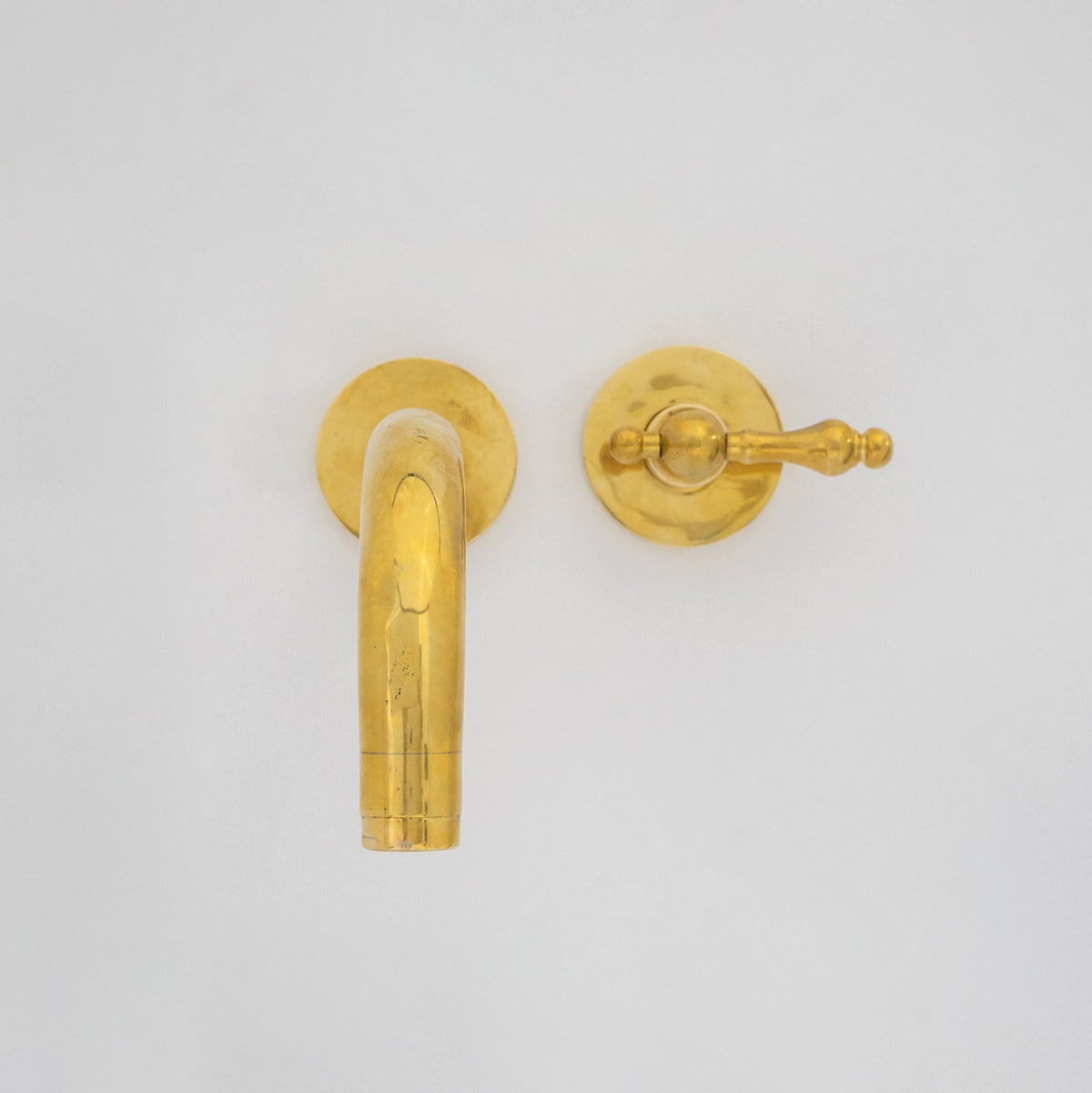 Solid Brass Wall Mount Cold Bathroom Faucet, Unlacquered Brass Bath Tap For Cold Water Only - Insideast