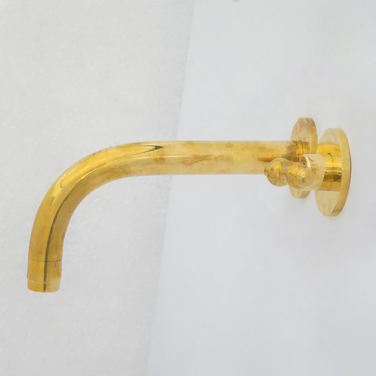 Solid Brass Wall Mount Cold Bathroom Faucet, Unlacquered Brass Bath Tap For Cold Water Only - Insideast