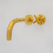 Solid Brass Wall Mount Cold Bathroom Faucet, Unlacquered Brass Bath Tap For Cold Water Only - Insideast