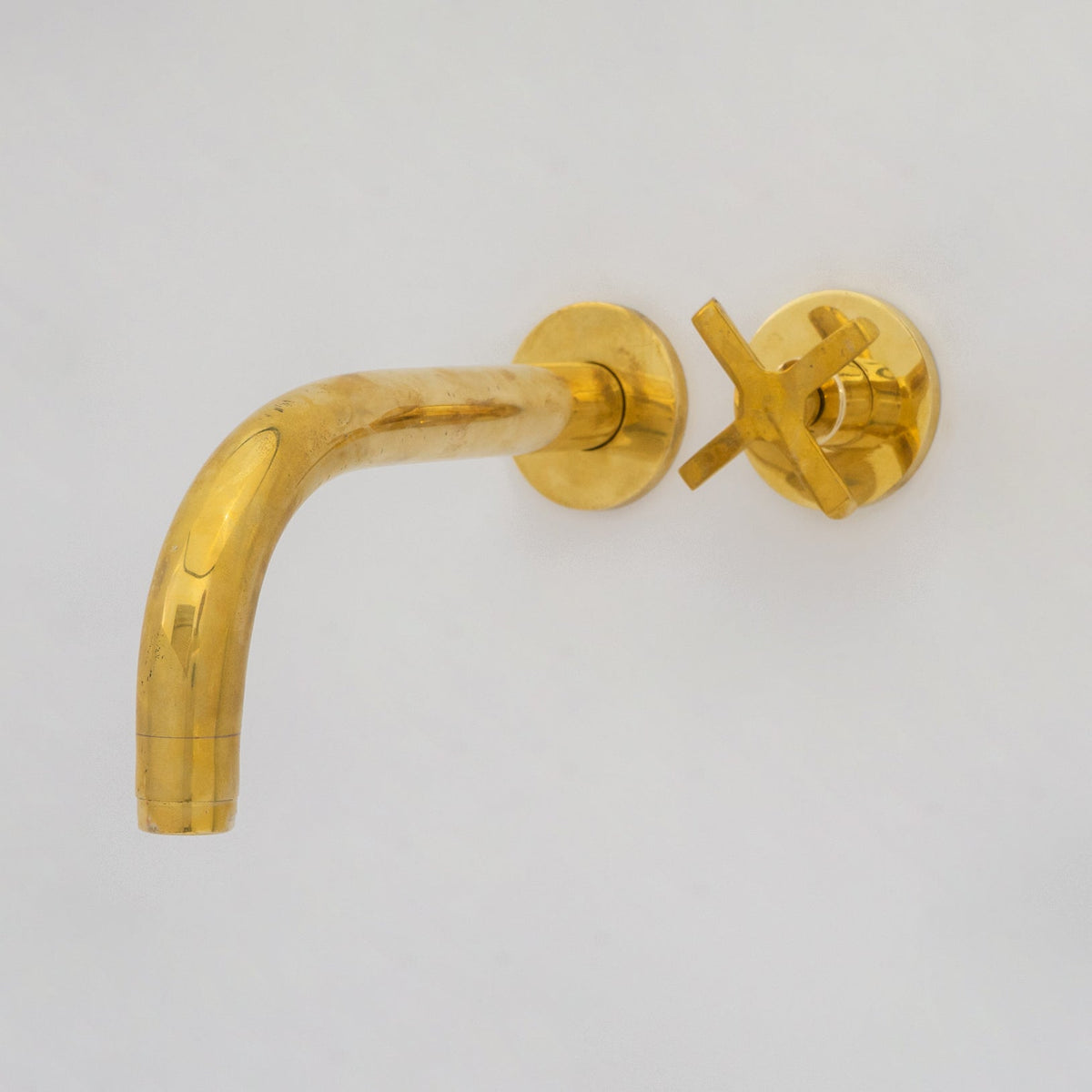 Solid Brass Wall Mount Cold Bathroom Faucet, Unlacquered Brass Bath Tap For Cold Water Only - Insideast