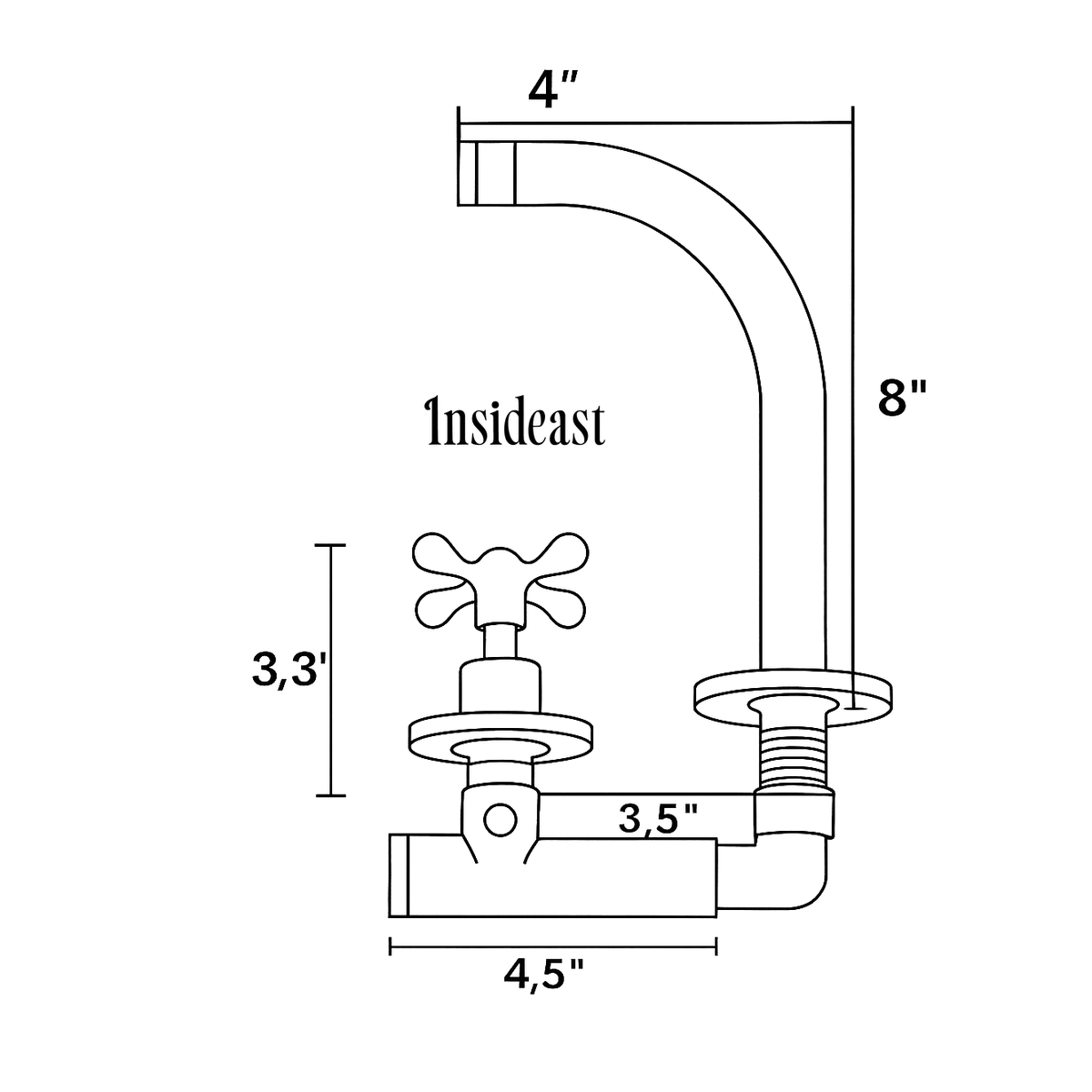 Solid Brass Wall Mount Cold Bathroom Faucet, Unlacquered Brass Bath Tap For Cold Water Only - Insideast