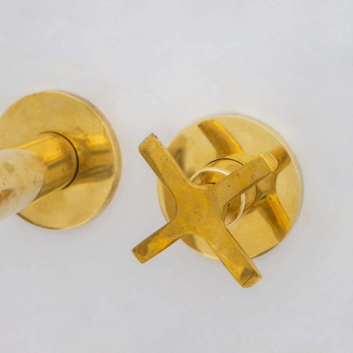 Solid Brass Wall Mount Cold Bathroom Faucet, Unlacquered Brass Bath Tap For Cold Water Only - Insideast