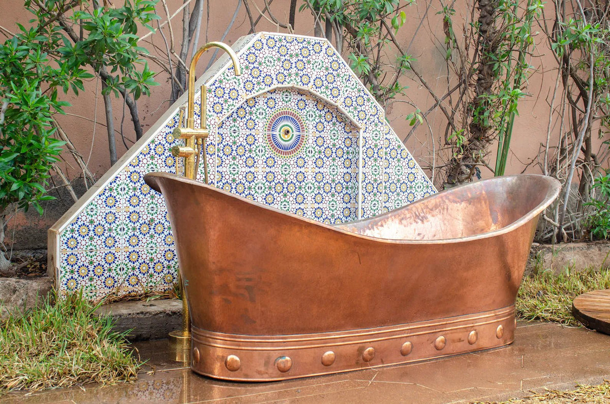 Solid Copper Bathtub | Vintage Freestanding Hammered Tub | Customized Tub - Insideast