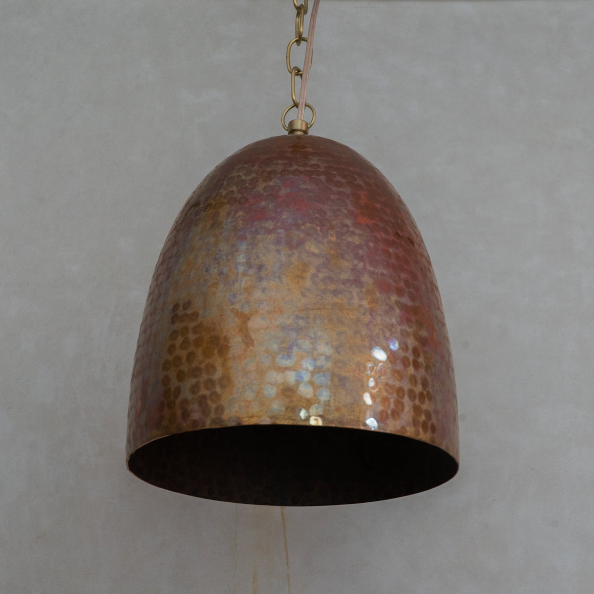 Solid Copper Tall Capsule Pendant – Hand - Hammered Slim Moroccan Cylinder Light - Insideast
