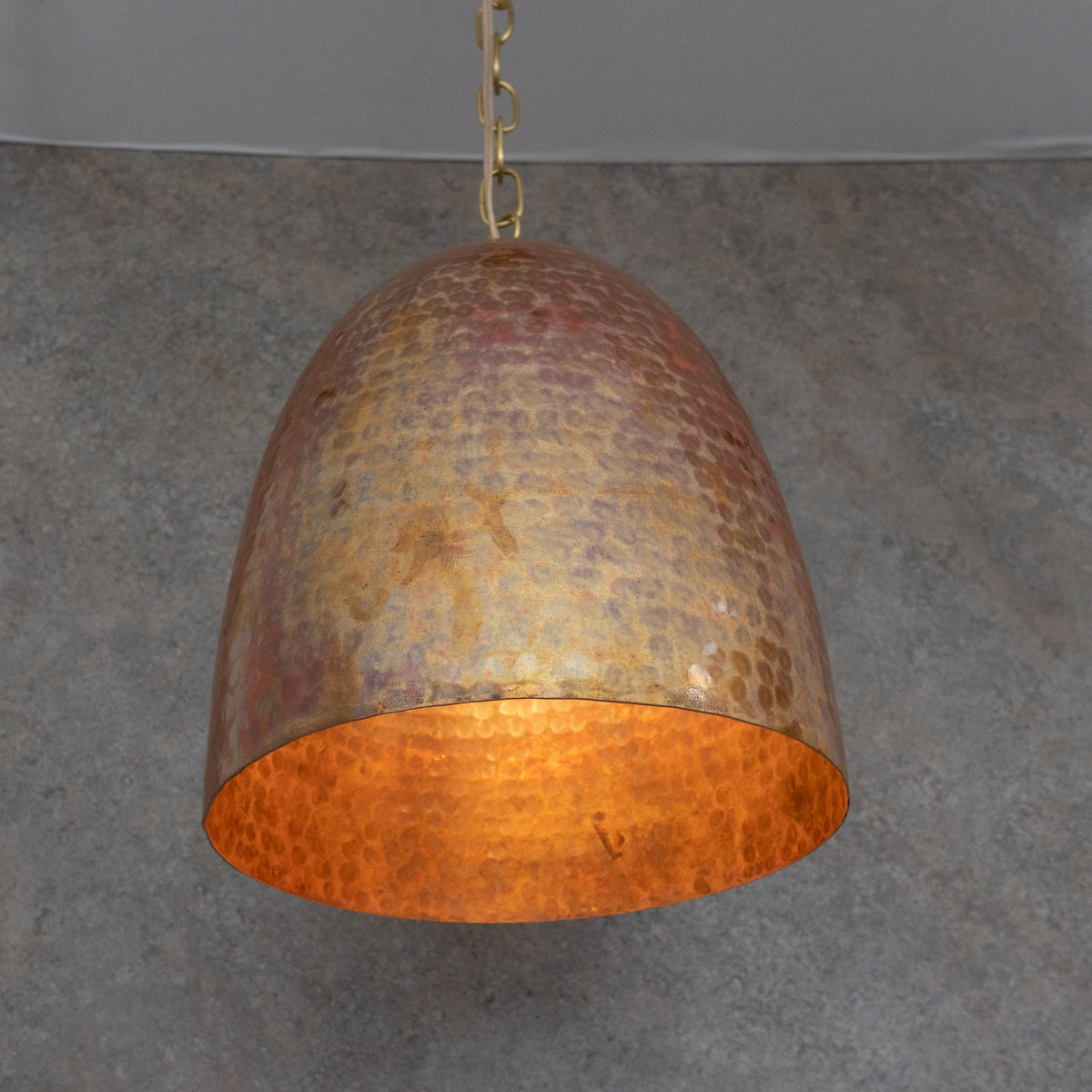 Solid Copper Tall Capsule Pendant – Hand - Hammered Slim Moroccan Cylinder Light - Insideast