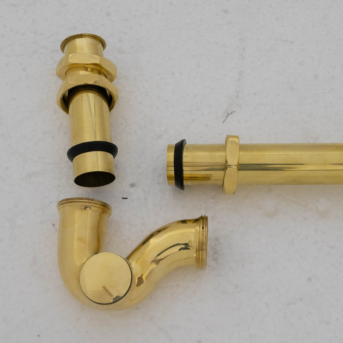 Solid Unlacquered Brass P - trap and Sink Stopper, Push Up Button, Pop Up Drain, Brass Water Trap - Insideast