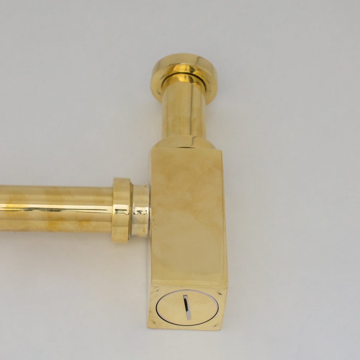 Solid Unlacquered Brass P - trap and Sink Stopper, Push Up Button, Pop Up Drain, Brass Water Trap - Insideast