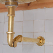 Solid Unlacquered Brass P - trap and Sink Stopper, Push Up Button, Pop Up Drain, Brass Water Trap - Insideast
