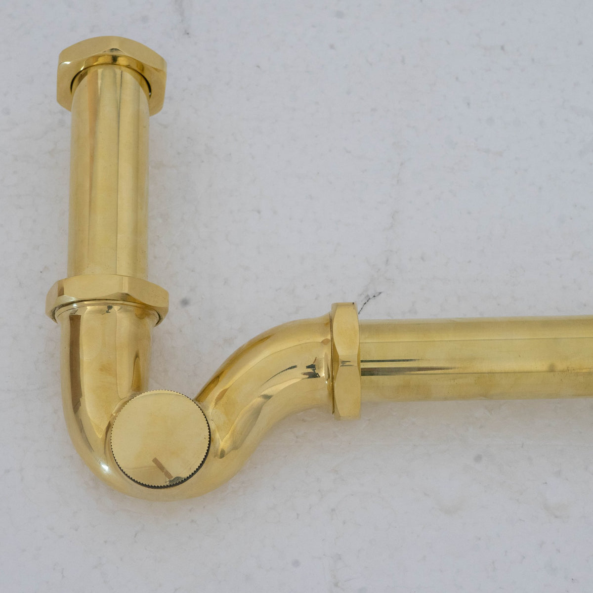 Solid Unlacquered Brass P - trap and Sink Stopper, Push Up Button, Pop Up Drain, Brass Water Trap - Insideast