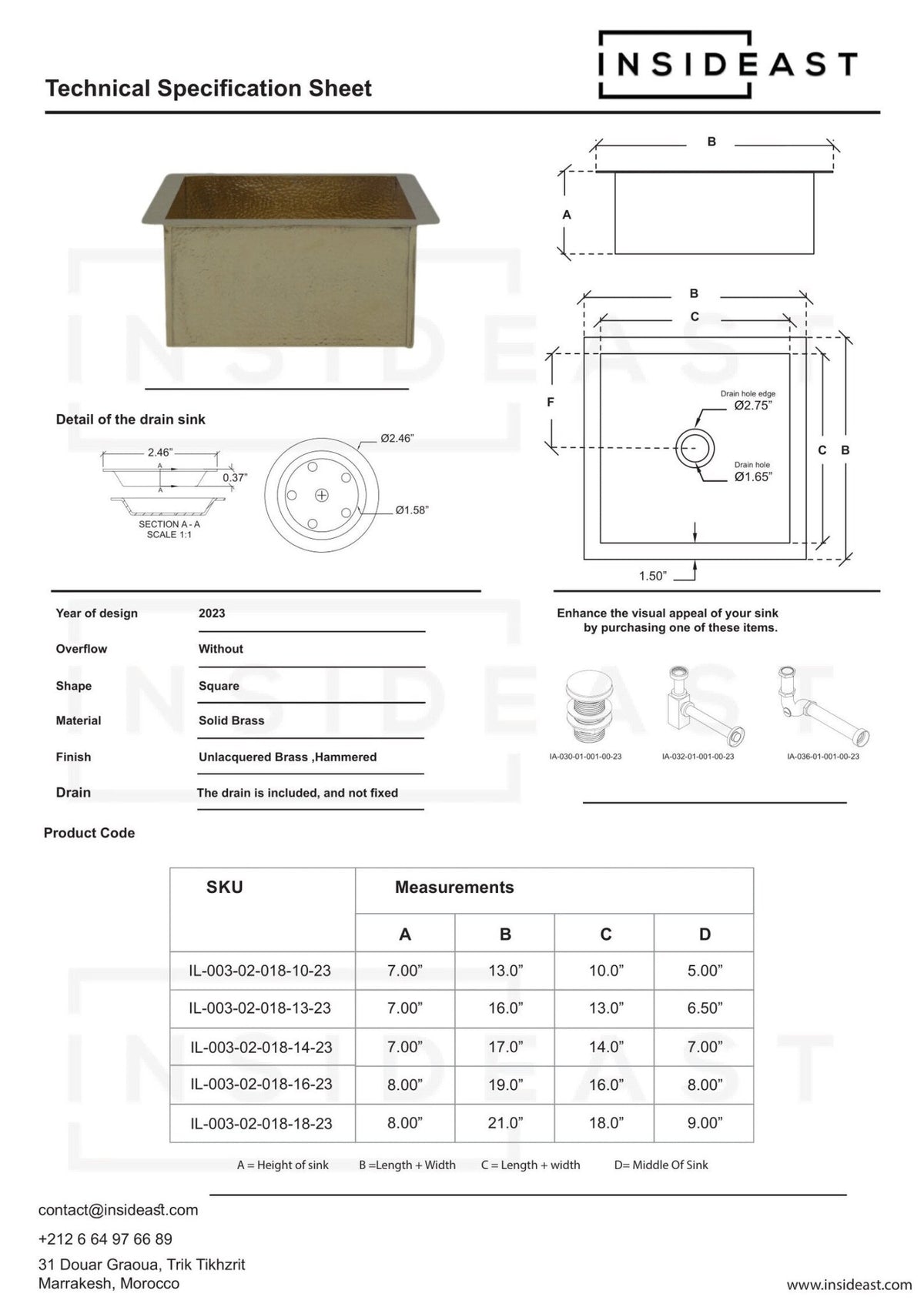 Solid Unlacquered Brass Undermount Hammered Sink, Kitchen Bar Sink - Insideast