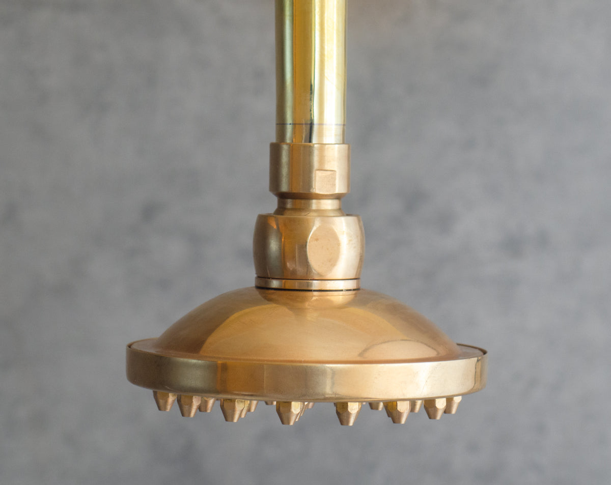 Unlacquered Solid Brass Swiveling Shower Head, Adjustable Rainfall Shower Head for Vintage Bathrooms