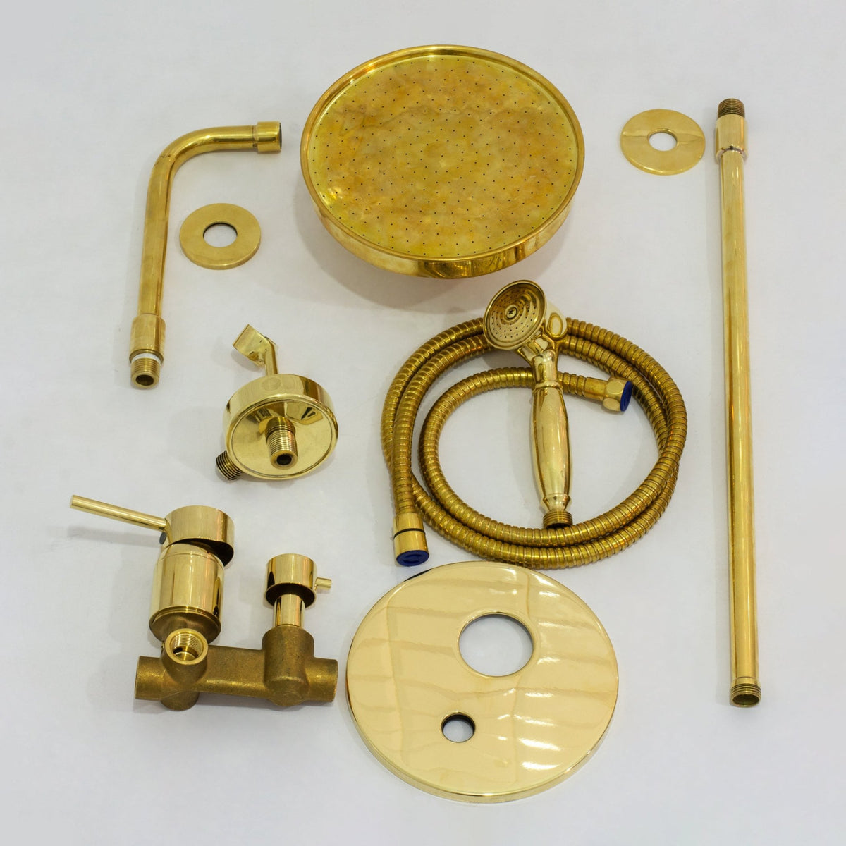 Unlacquered Brass 2 - Outlet Shower, Ceiling Shower System, Overhead Shower With Handheld, Ceiling Mount Showerhead And Hand Shower - Insideast