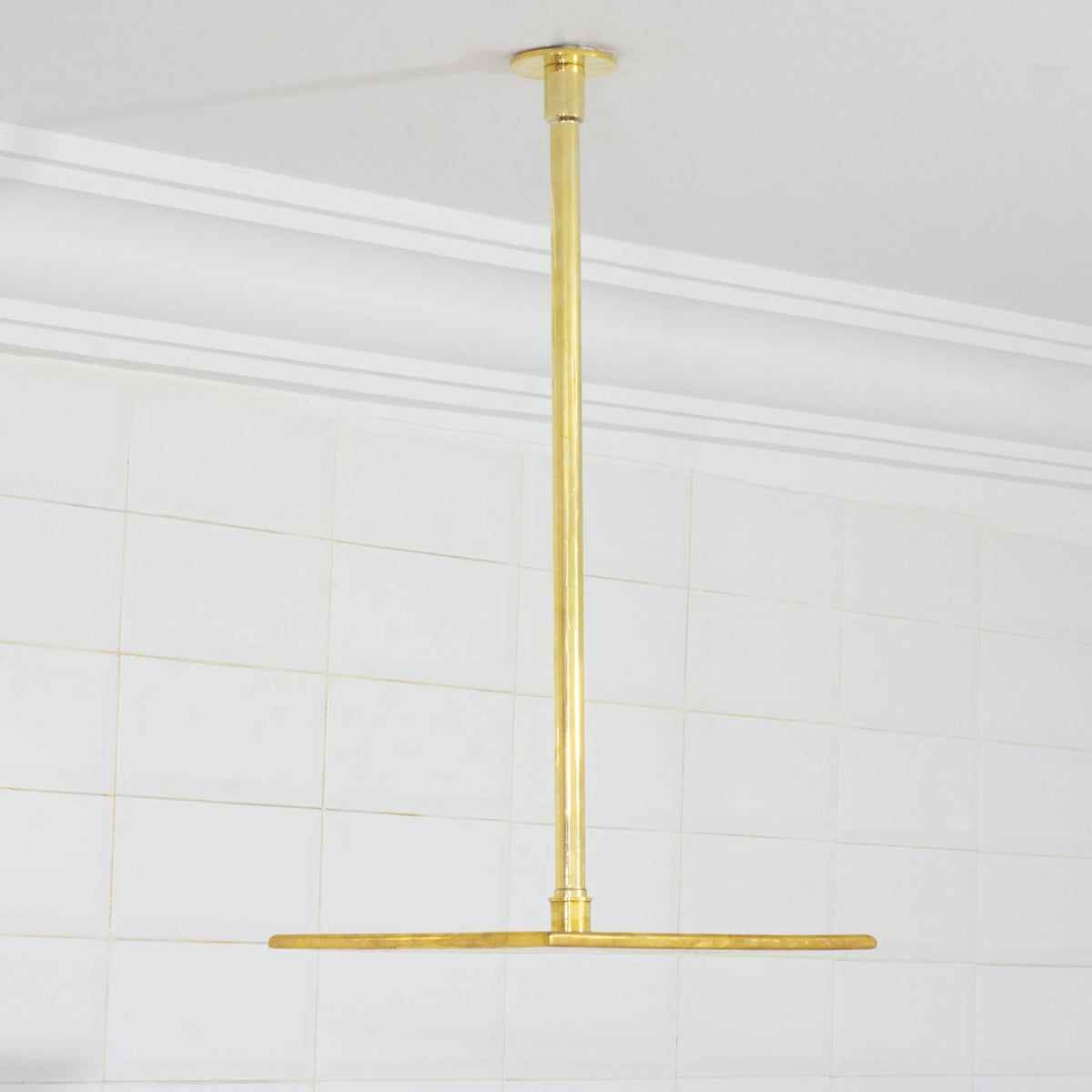 Unlacquered Brass 2 - Outlet Shower, Ceiling Shower System, Overhead Shower With Handheld, Ceiling Mount Showerhead And Hand Shower - Insideast