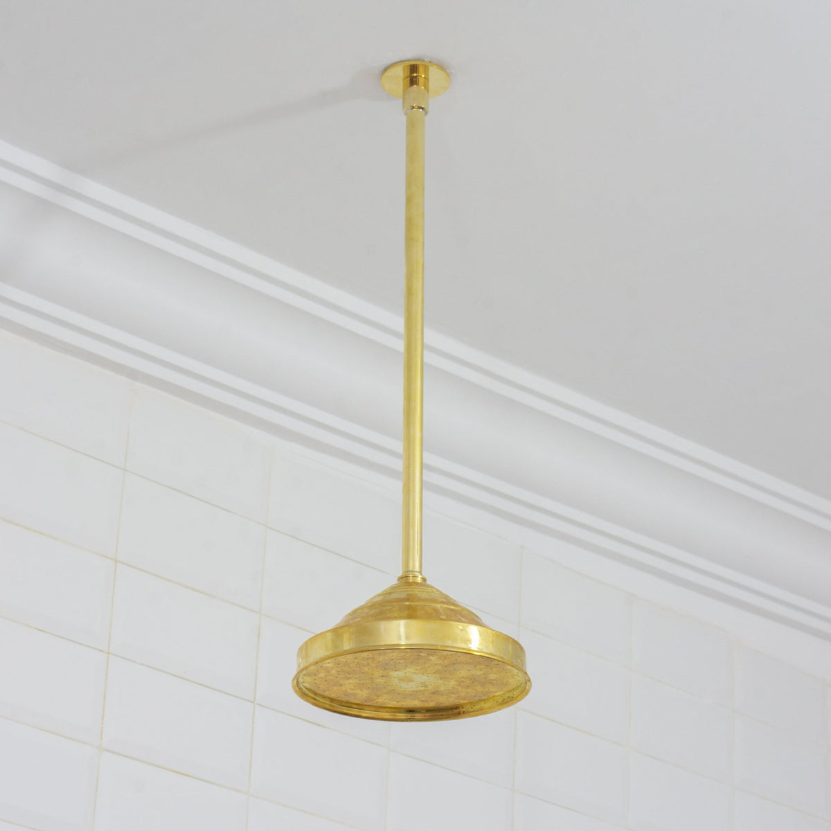 Unlacquered Brass 2 - Outlet Shower, Ceiling Shower System, Overhead Shower With Handheld, Ceiling Mount Showerhead And Hand Shower - Insideast