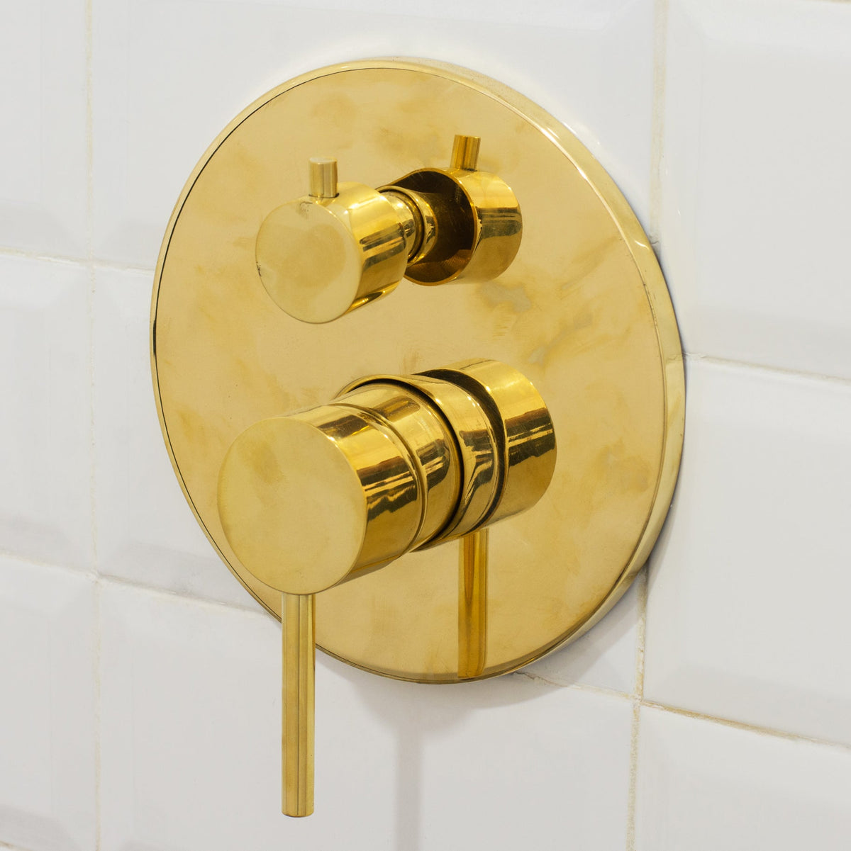 Unlacquered Brass 2 - Outlet Shower, Ceiling Shower System, Overhead Shower With Handheld, Ceiling Mount Showerhead And Hand Shower - Insideast