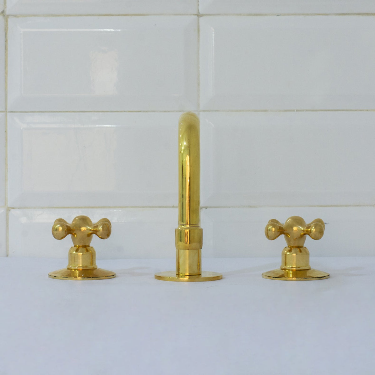 Unlacquered Brass Bathroom 3 - Hole Faucet, Widespread Faucet 3 Hole, 2 - Handle Bathroom Sink Faucet, Deck Mount Faucet Vanity - Insideast