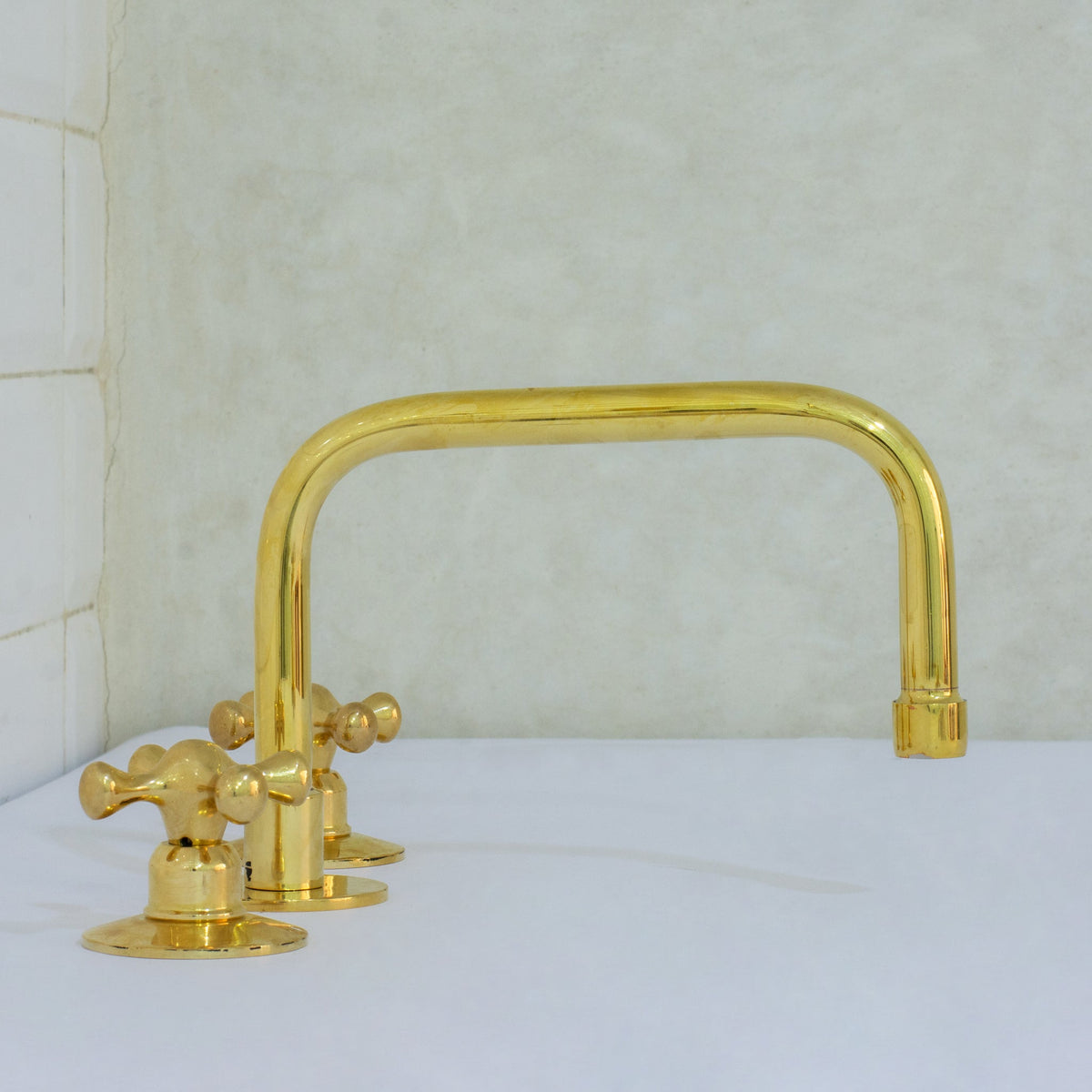 Unlacquered Brass Bathroom 3 - Hole Faucet, Widespread Faucet 3 Hole, 2 - Handle Bathroom Sink Faucet, Deck Mount Faucet Vanity - Insideast