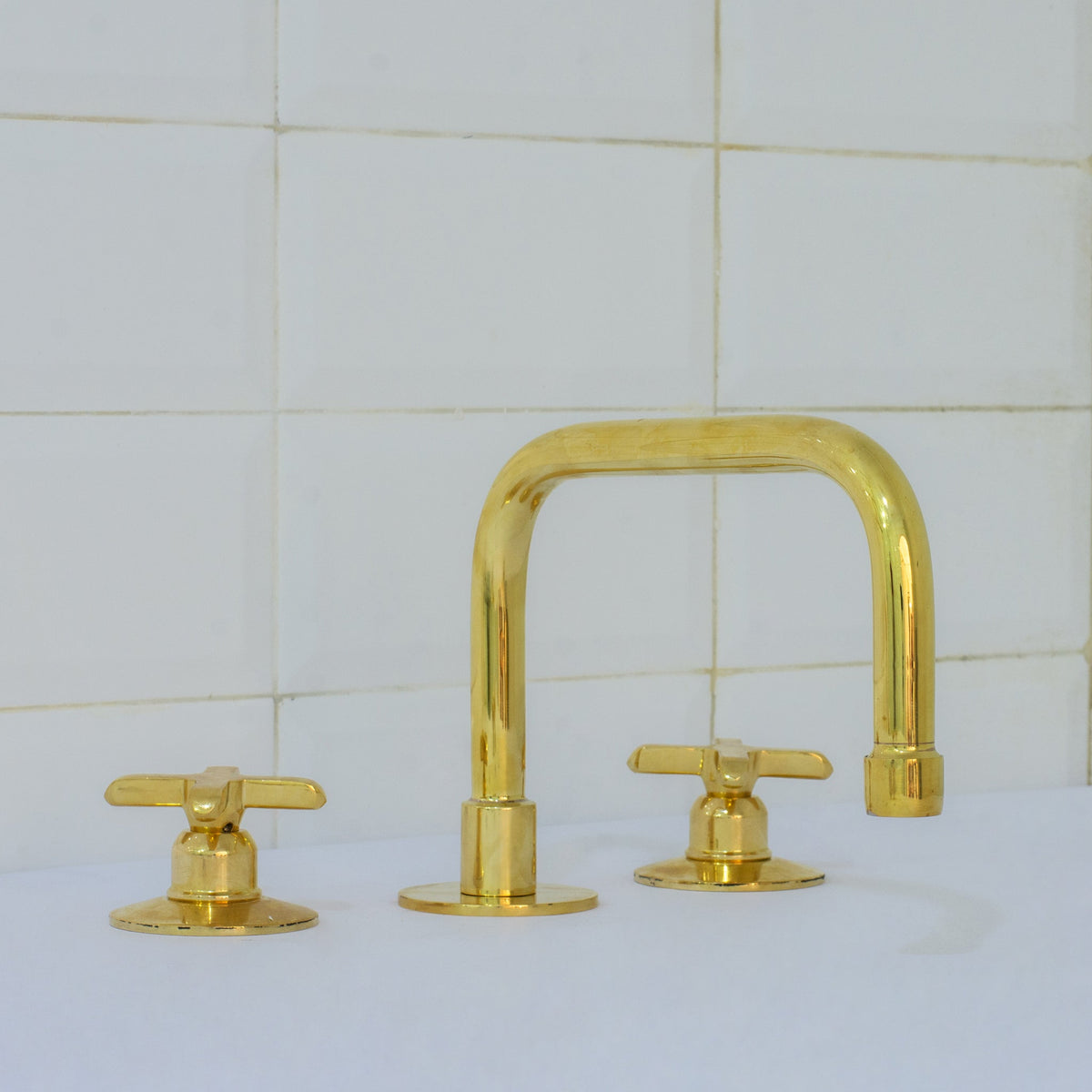 Unlacquered Brass Bathroom 3 - Hole Faucet, Widespread Faucet 3 Hole, 2 - Handle Bathroom Sink Faucet, Deck Mount Faucet Vanity - Insideast