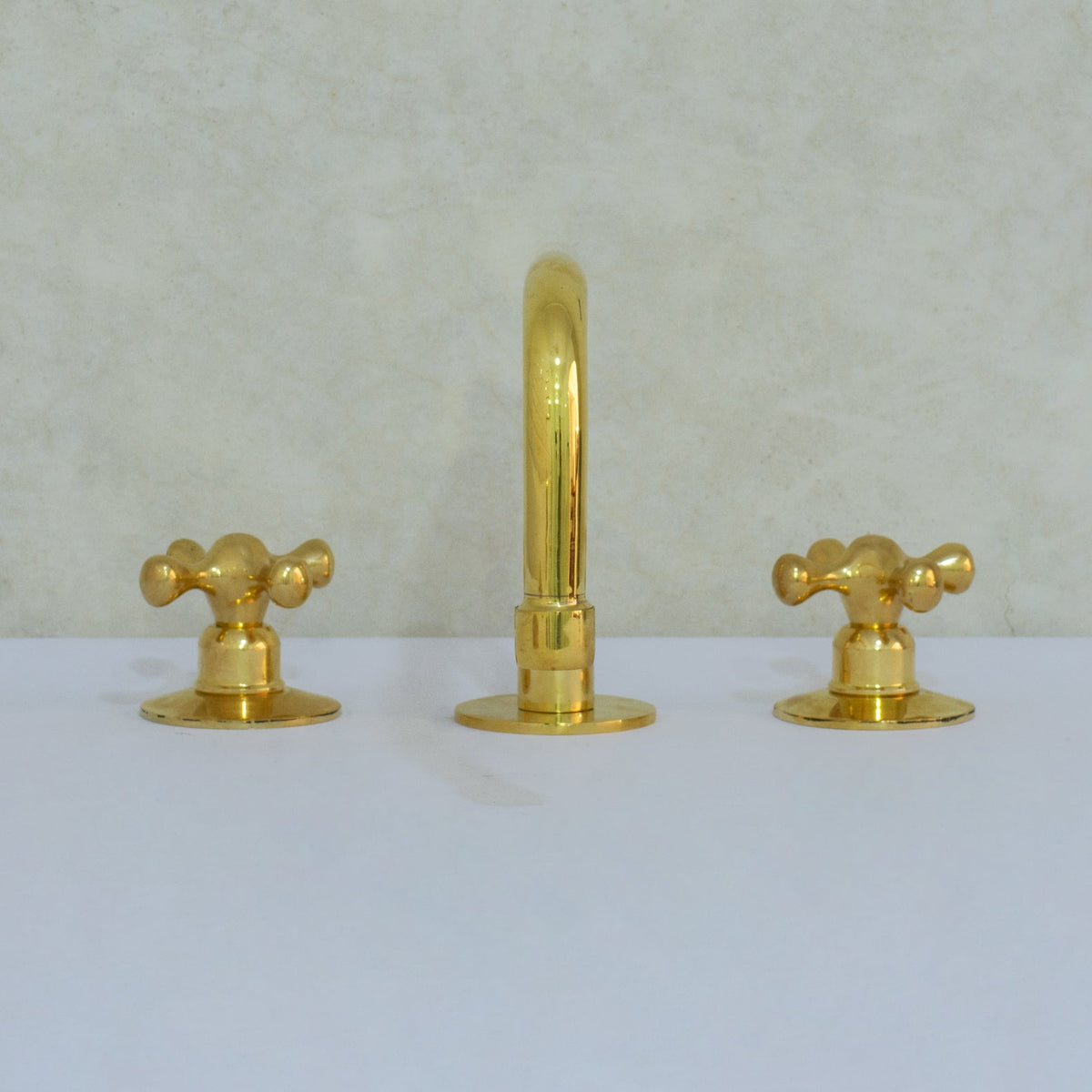 Unlacquered Brass Bathroom 3 - Hole Faucet, Widespread Faucet 3 Hole, 2 - Handle Bathroom Sink Faucet, Deck Mount Faucet Vanity - Insideast