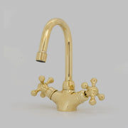Unlacquered Brass Bathroom Bidet Faucet, Single Hole Bidet Tap, Deck - Mounted Bidet Mixer Tap, Cross Handle Bidet - Insideast