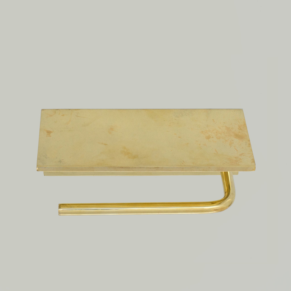 Unlacquered Brass Bathroom Floating Shelf With Hook, Wall Mount Shelf With Toilet Paper Holder - Insideast
