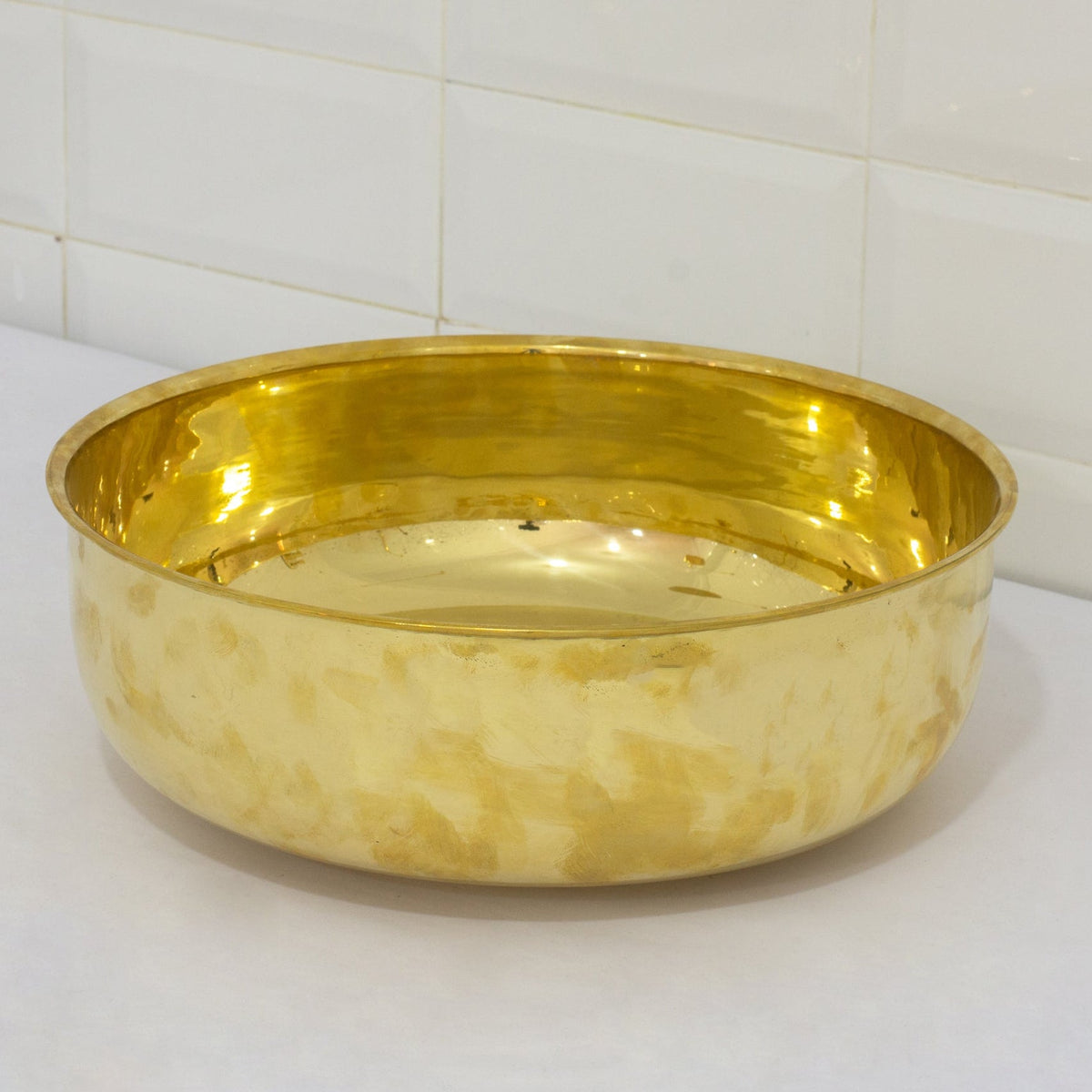 Unlacquered Brass Bathroom Round Vessel Sink | Countertop Basin - Insideast