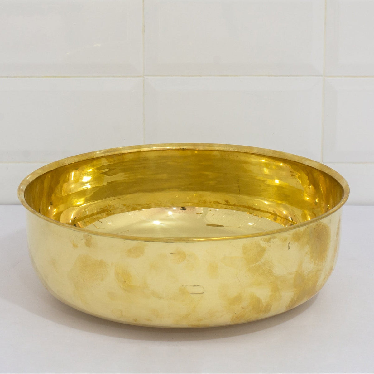Unlacquered Brass Bathroom Round Vessel Sink | Countertop Basin - Insideast