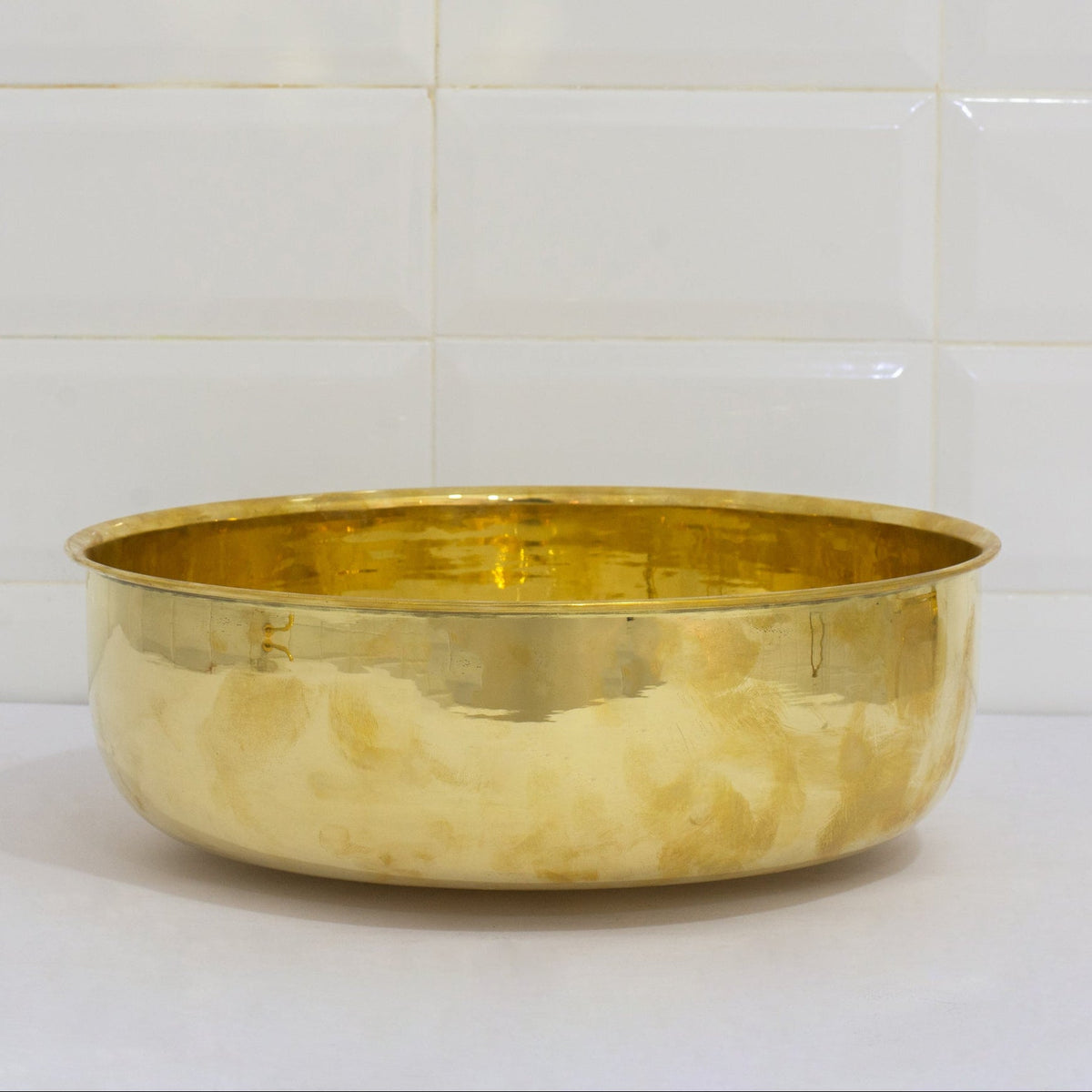 Unlacquered Brass Bathroom Round Vessel Sink | Countertop Basin - Insideast