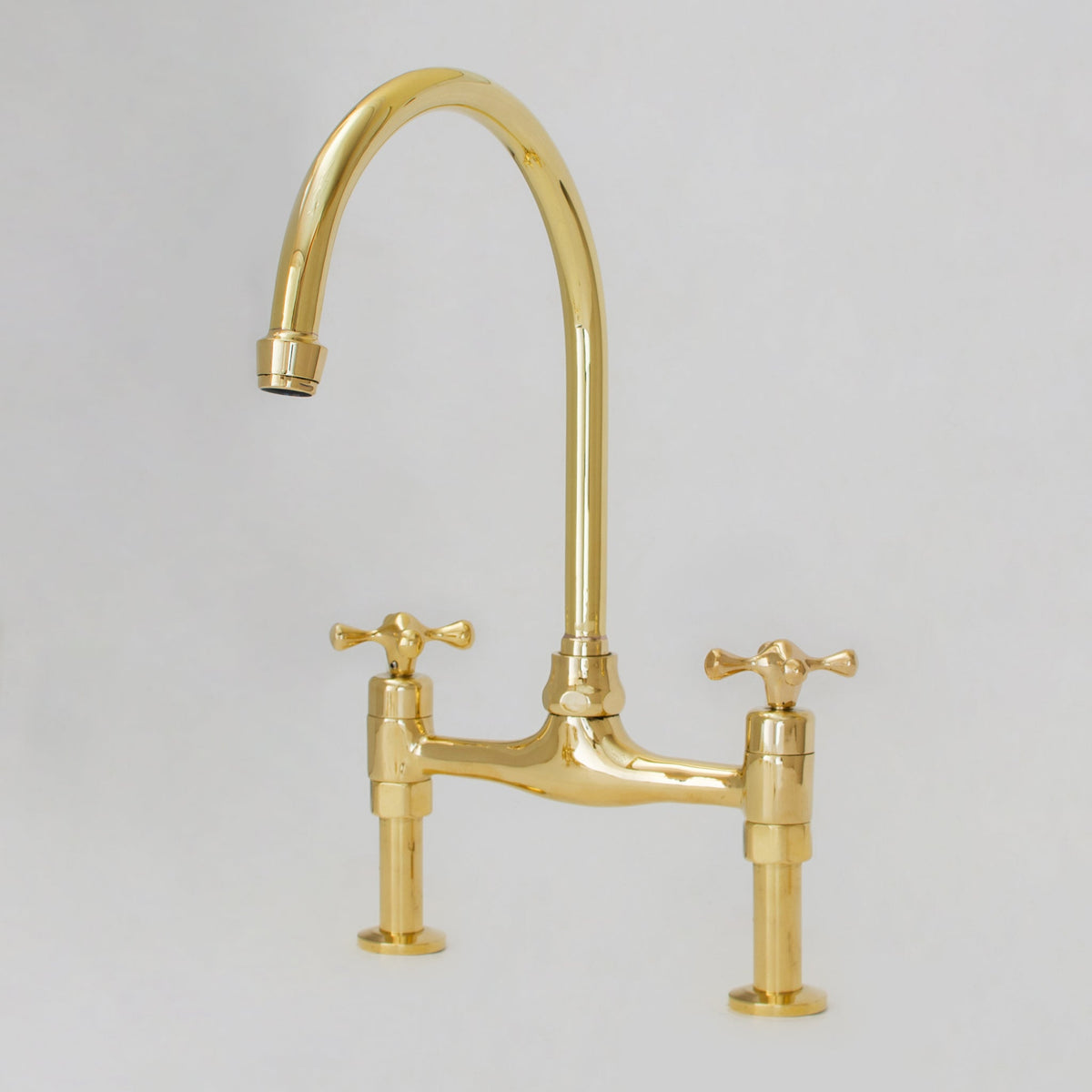 Unlacquered Brass Bridge Faucet 8" Widespread Kitchen Faucet - Insideast