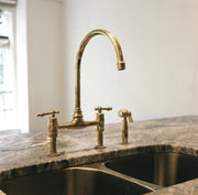 Unlacquered Brass Bridge Faucet 8" Widespread Kitchen Faucet - Insideast