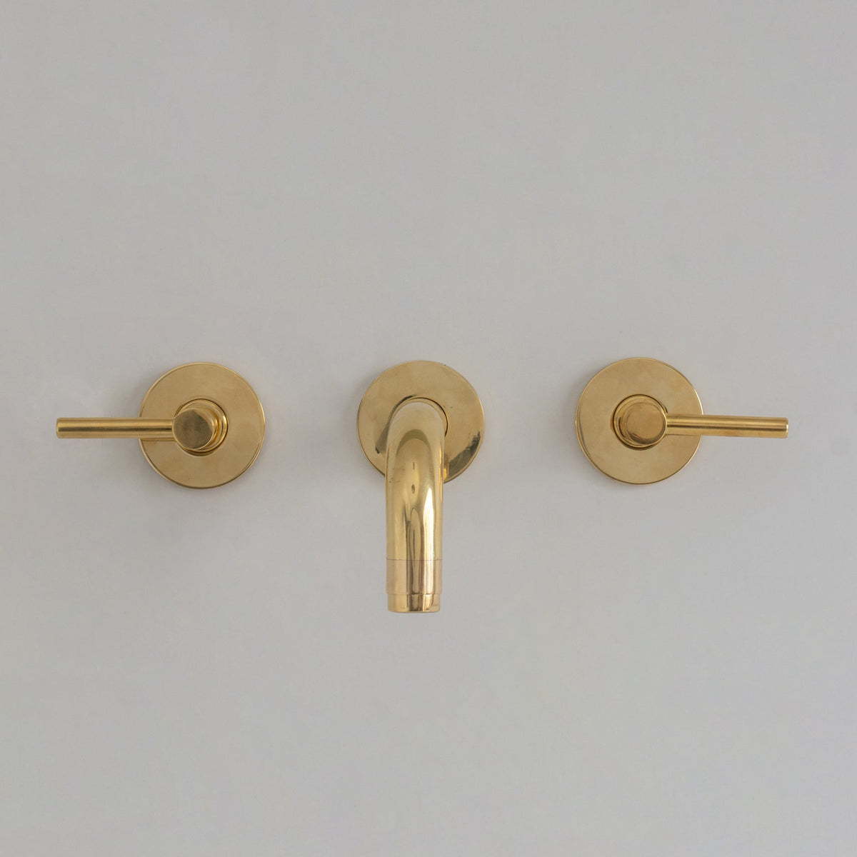 Unlacquered Brass Built - in Faucet, Mini Wall Mount Sink Faucet, 3 - hole Basin Mixer Tap With Lever Handles - Insideast