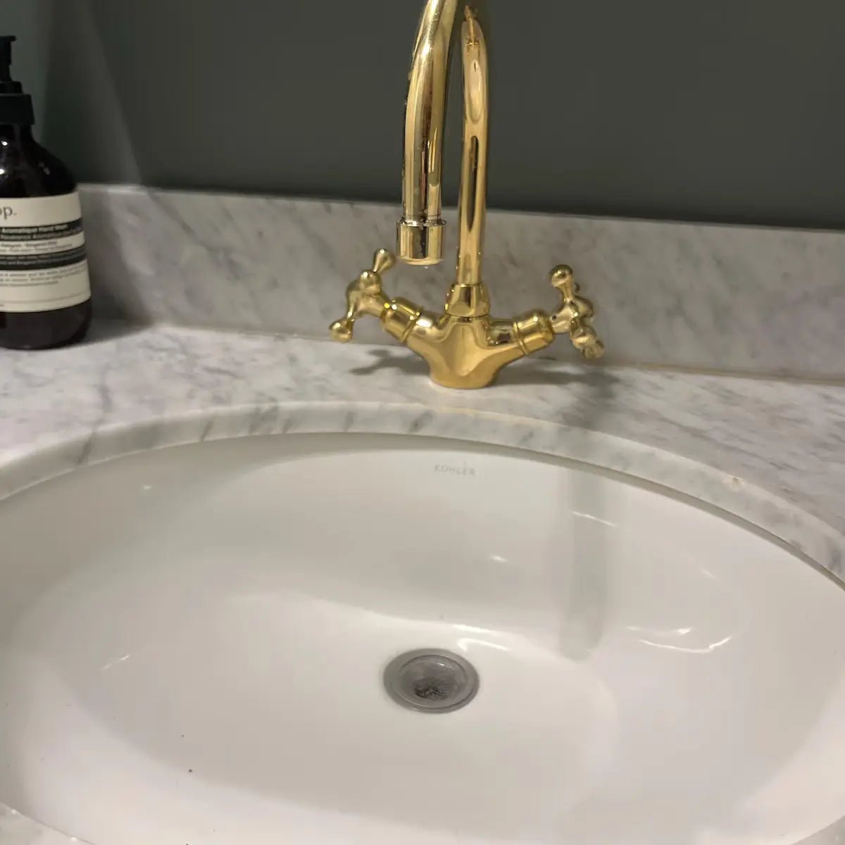Unlacquered Brass Compact Faucet | Single Hole Bathroom Sink Faucet - Insideast