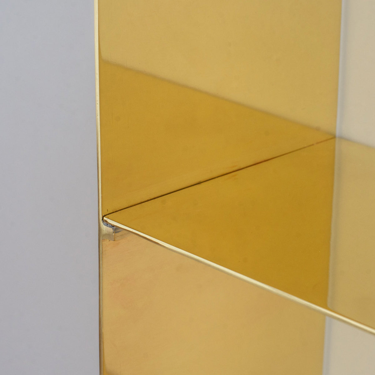 Unlacquered Brass Floating Wall Bookshelf | Brass Bookshelf Storage Cabinet - Insideast