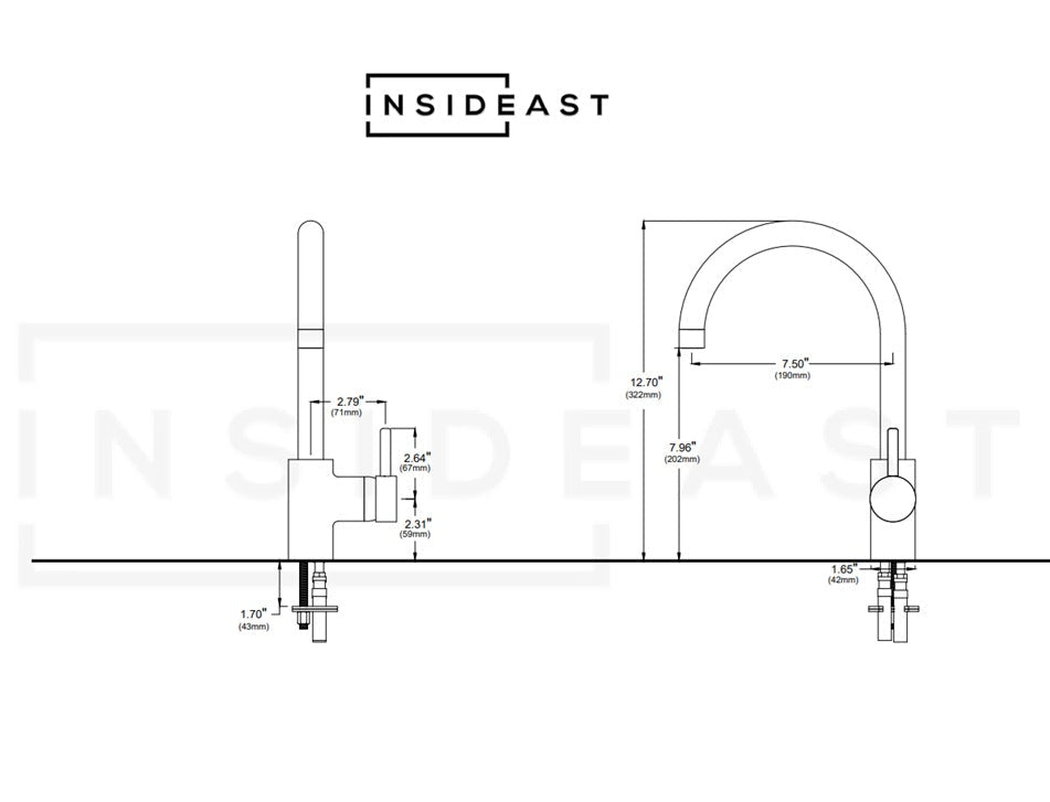 Unlacquered Brass Kitchen Faucet, Island Faucet, Antique Brass Sink Mixer Tap - Insideast