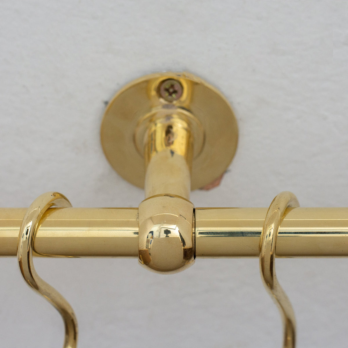 Unlacquered Brass Kitchen Rods, Pot Rail With S Hooks, Pan Rack organizer, Wall Mounted Brass Kitchen Rod with Hooks - Insideast
