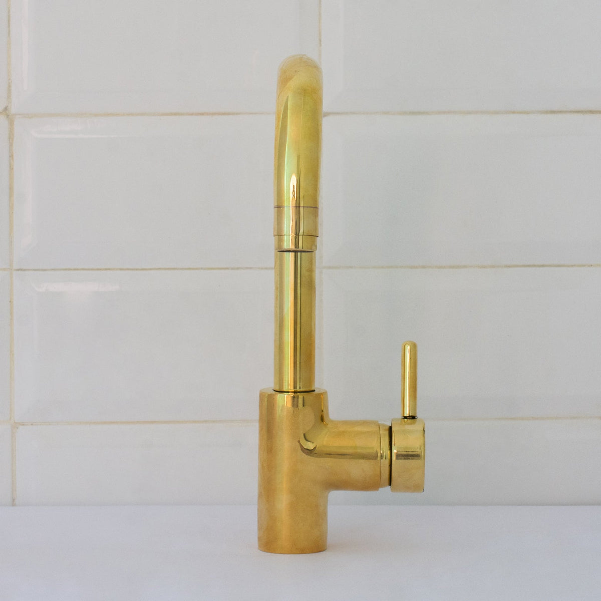 Unlacquered Brass Mixer Faucet, Single Hole Faucet Lever Handle Tap, Compact Faucet For Bathroom, Brass Short Faucet - Insideast