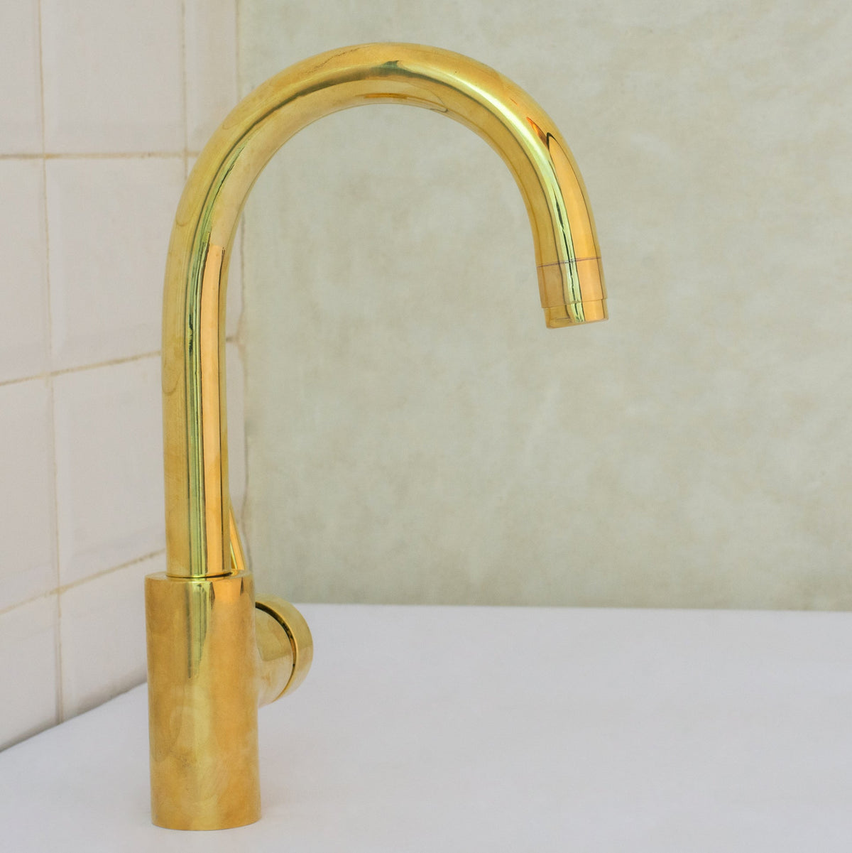 Unlacquered Brass Mixer Faucet, Single Hole Faucet Lever Handle Tap, Compact Faucet For Bathroom, Brass Short Faucet - Insideast